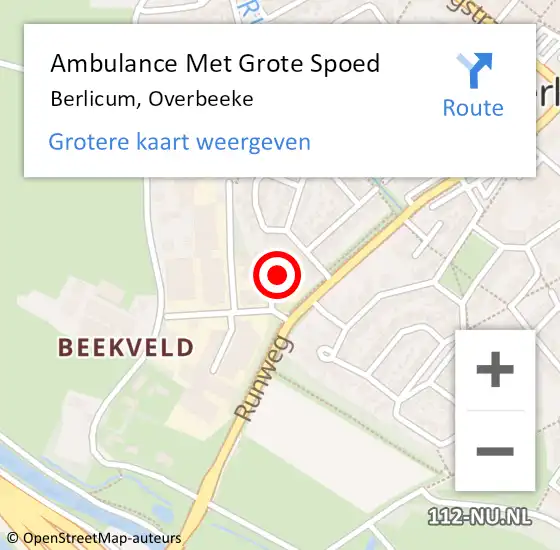 Locatie op kaart van de 112 melding: Ambulance Met Grote Spoed Naar Berlicum, Overbeeke op 10 juni 2015 18:17