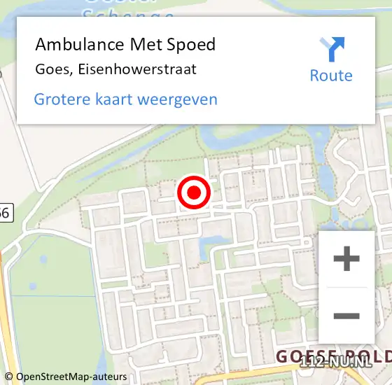 Locatie op kaart van de 112 melding: Ambulance Met Spoed Naar Goes, Eisenhowerstraat op 10 juni 2015 19:01