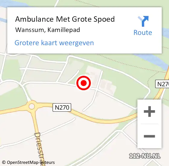 Locatie op kaart van de 112 melding: Ambulance Met Grote Spoed Naar Wanssum, Kamillepad op 10 juni 2015 19:49