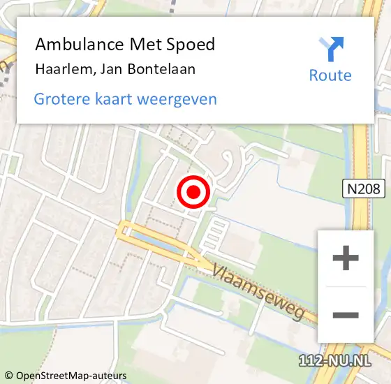 Locatie op kaart van de 112 melding: Ambulance Met Spoed Naar Haarlem, Jan Bontelaan op 10 juni 2015 22:17