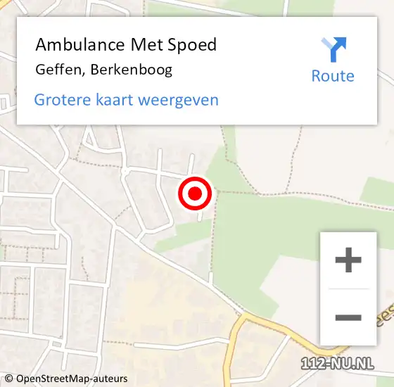 Locatie op kaart van de 112 melding: Ambulance Met Spoed Naar Geffen, Berkenboog op 11 juni 2015 02:57