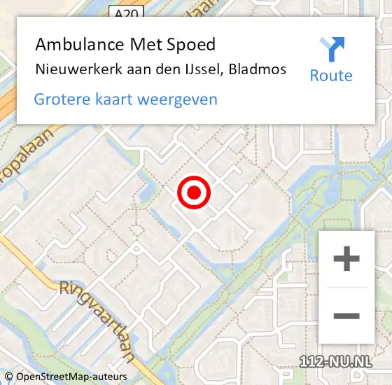 Locatie op kaart van de 112 melding: Ambulance Met Spoed Naar Nieuwerkerk aan den IJssel, Bladmos op 11 juni 2015 03:01