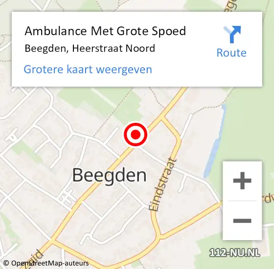 Locatie op kaart van de 112 melding: Ambulance Met Grote Spoed Naar Beegden, Heerstraat Noord op 11 juni 2015 03:22