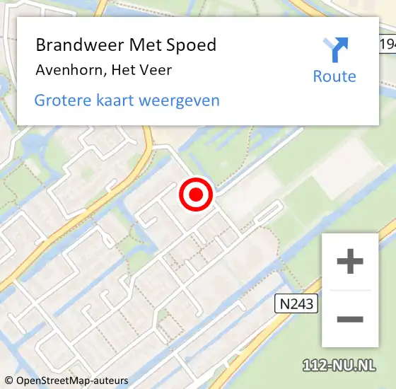 Locatie op kaart van de 112 melding: Brandweer Met Spoed Naar Avenhorn, Het Veer op 11 juni 2015 06:58