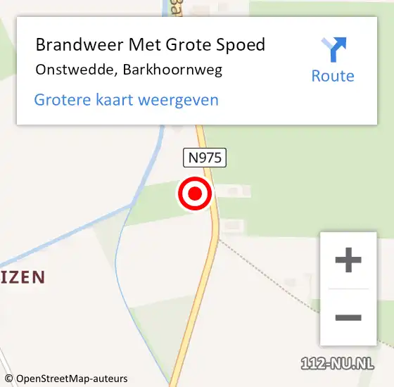 Locatie op kaart van de 112 melding: Brandweer Met Grote Spoed Naar Onstwedde, Barkhoornweg op 11 juni 2015 07:30