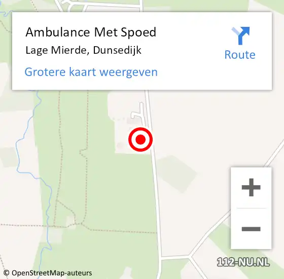 Locatie op kaart van de 112 melding: Ambulance Met Spoed Naar Lage Mierde, Dunsedijk op 11 juni 2015 08:22