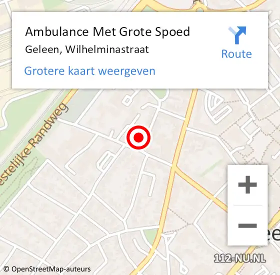 Locatie op kaart van de 112 melding: Ambulance Met Grote Spoed Naar Geleen, Wilhelminastraat op 10 november 2013 15:44