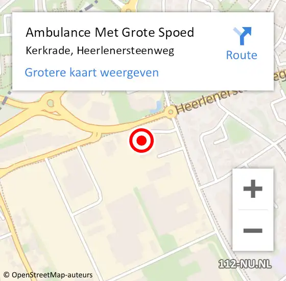 Locatie op kaart van de 112 melding: Ambulance Met Grote Spoed Naar Kerkrade, Heerlenersteenweg op 11 juni 2015 09:05