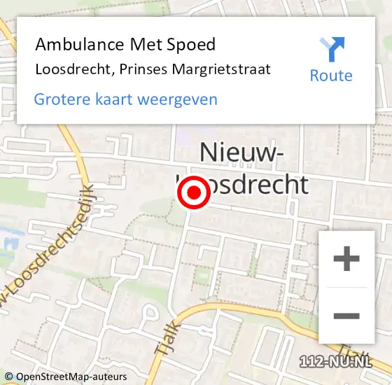 Locatie op kaart van de 112 melding: Ambulance Met Spoed Naar Loosdrecht, Prinses Margrietstraat op 11 juni 2015 10:15