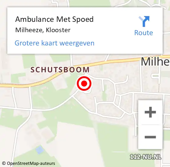 Locatie op kaart van de 112 melding: Ambulance Met Spoed Naar Milheeze, Klooster op 11 juni 2015 11:13