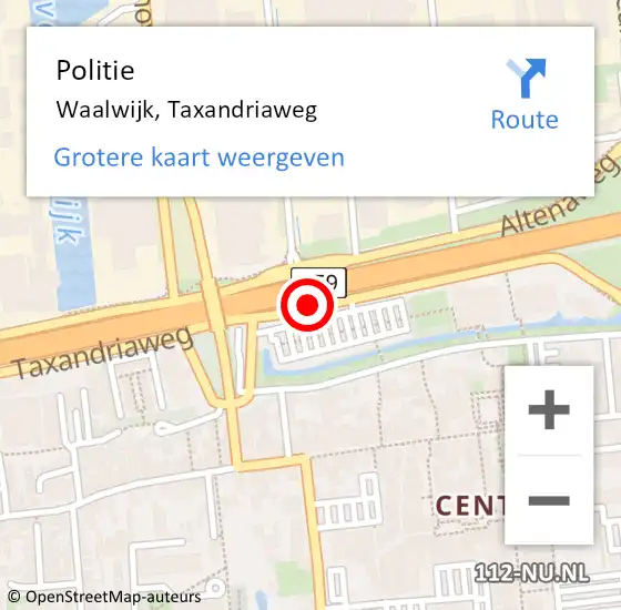 Locatie op kaart van de 112 melding: Politie Waalwijk, Taxandriaweg op 11 juni 2015 11:38