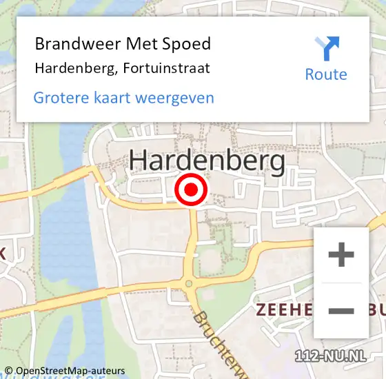 Locatie op kaart van de 112 melding: Brandweer Met Spoed Naar Hardenberg, Fortuinstraat op 11 juni 2015 12:42