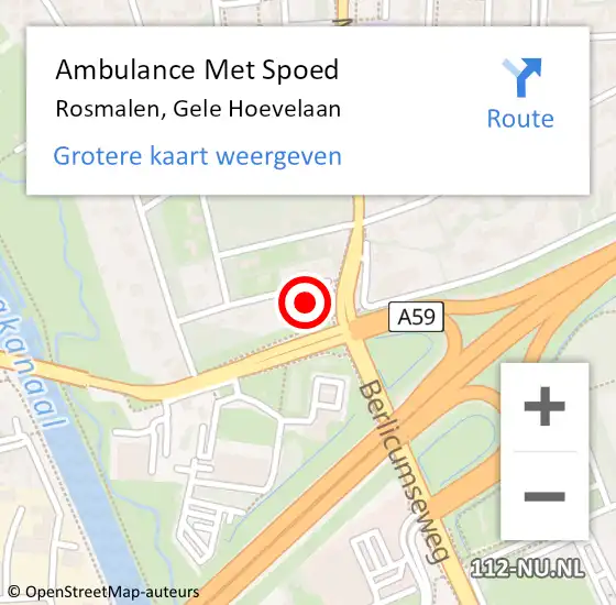 Locatie op kaart van de 112 melding: Ambulance Met Spoed Naar Rosmalen, Gele Hoevelaan op 11 juni 2015 12:59