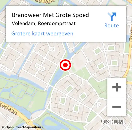 Locatie op kaart van de 112 melding: Brandweer Met Grote Spoed Naar Volendam, Roerdompstraat op 11 juni 2015 13:27