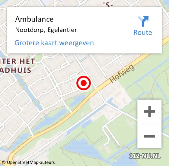 Locatie op kaart van de 112 melding: Ambulance Nootdorp, Egelantier op 11 juni 2015 13:32