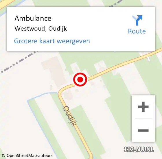 Locatie op kaart van de 112 melding: Ambulance Westwoud, Oudijk op 11 juni 2015 14:14