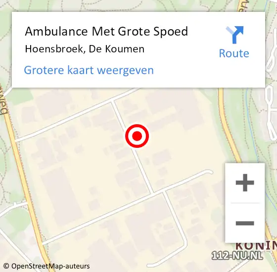 Locatie op kaart van de 112 melding: Ambulance Met Grote Spoed Naar Hoensbroek, De Koumen op 11 juni 2015 14:29