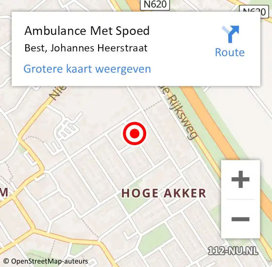 Locatie op kaart van de 112 melding: Ambulance Met Spoed Naar Best, Johannes Heerstraat op 11 juni 2015 15:56