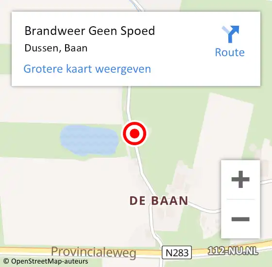 Locatie op kaart van de 112 melding: Brandweer Geen Spoed Naar Dussen, Baan op 11 juni 2015 16:00