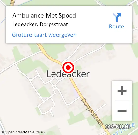 Locatie op kaart van de 112 melding: Ambulance Met Spoed Naar Ledeacker, Dorpsstraat op 11 juni 2015 17:08