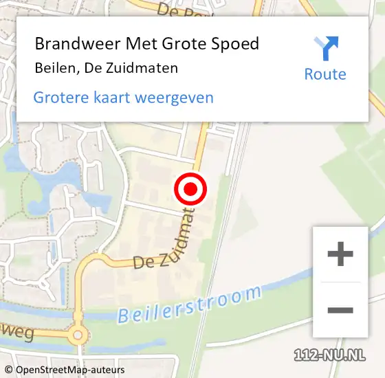 Locatie op kaart van de 112 melding: Brandweer Met Grote Spoed Naar Beilen, De Zuidmaten op 11 juni 2015 17:32