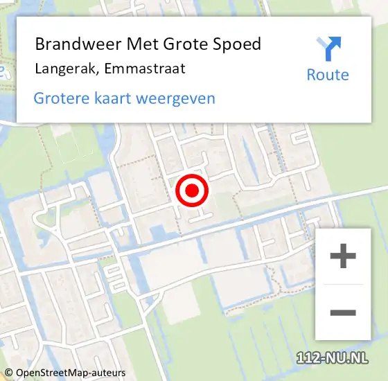 Locatie op kaart van de 112 melding: Brandweer Met Grote Spoed Naar Langerak, Emmastraat op 11 juni 2015 17:47