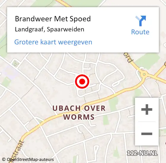 Locatie op kaart van de 112 melding: Brandweer Met Spoed Naar Landgraaf, Spaarweiden op 11 juni 2015 17:57