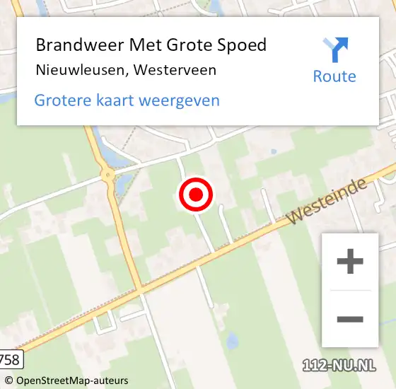 Locatie op kaart van de 112 melding: Brandweer Met Grote Spoed Naar Nieuwleusen, Westerveen op 11 juni 2015 18:41