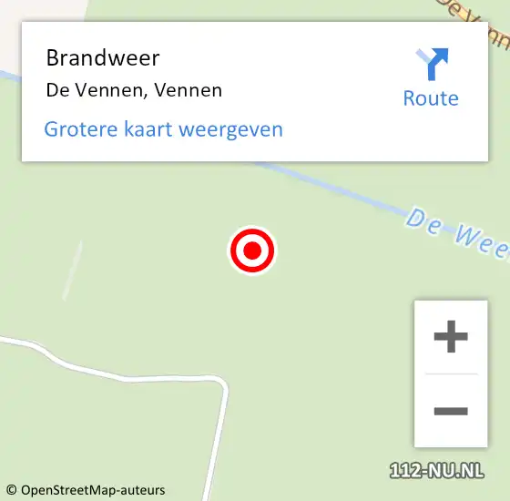 Locatie op kaart van de 112 melding: Brandweer De Vennen, Vennen op 11 juni 2015 18:43