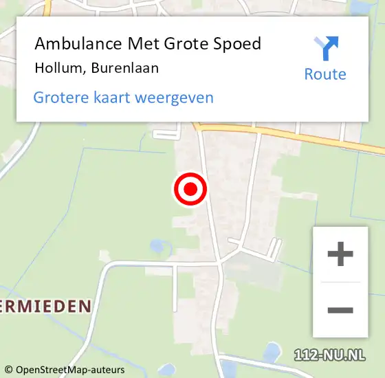 Locatie op kaart van de 112 melding: Ambulance Met Grote Spoed Naar Hollum, Burenlaan op 11 juni 2015 20:03