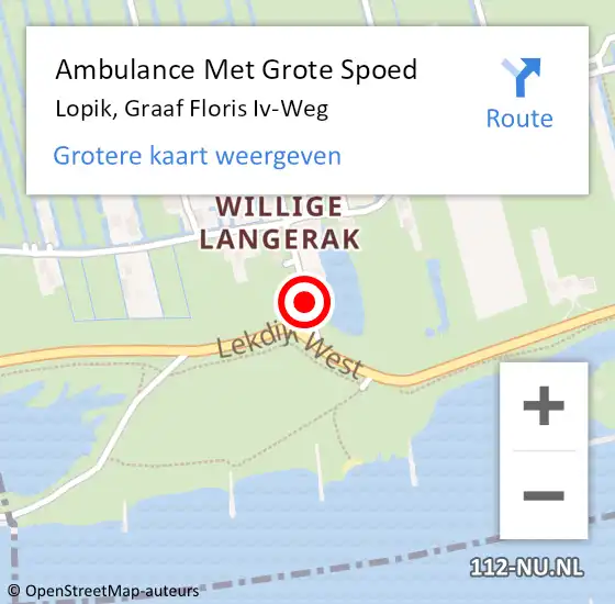 Locatie op kaart van de 112 melding: Ambulance Met Grote Spoed Naar Lopik, Graaf Floris Iv-Weg op 11 juni 2015 20:17