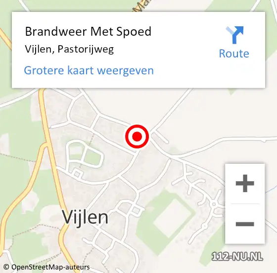 Locatie op kaart van de 112 melding: Brandweer Met Spoed Naar Vijlen, Pastorijweg op 11 juni 2015 20:21