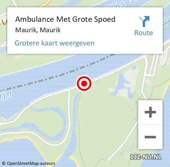 Locatie op kaart van de 112 melding: Ambulance Met Grote Spoed Naar Maurik, Eiland Van Maurik op 11 juni 2015 20:45