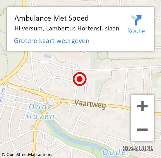 Locatie op kaart van de 112 melding: Ambulance Met Spoed Naar Hilversum, Lambertus Hortensiuslaan op 11 juni 2015 21:18