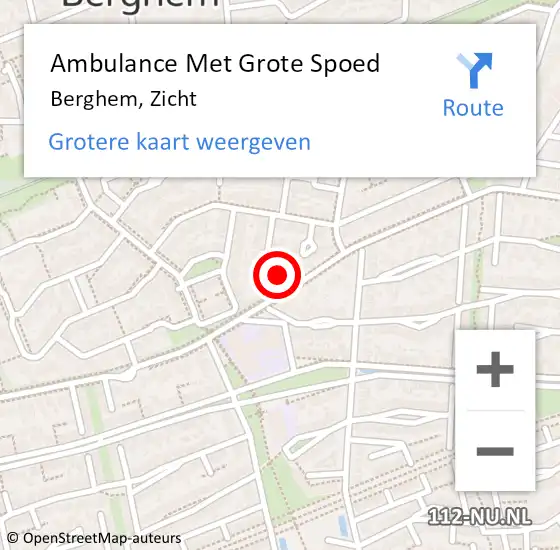 Locatie op kaart van de 112 melding: Ambulance Met Grote Spoed Naar Berghem, Zicht op 11 juni 2015 21:28