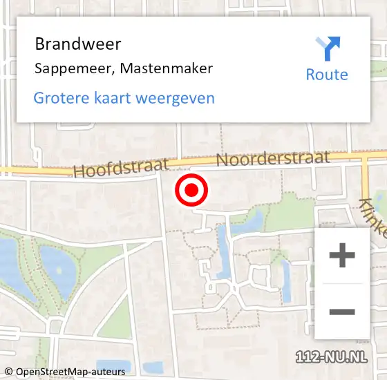 Locatie op kaart van de 112 melding: Brandweer Sappemeer, Mastenmaker op 11 juni 2015 22:27