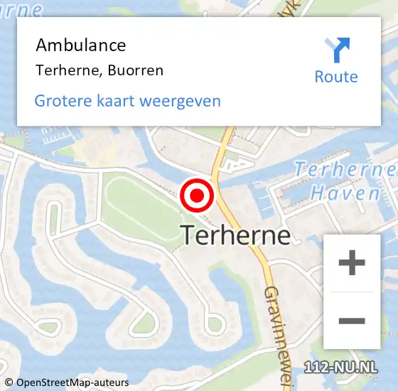 Locatie op kaart van de 112 melding: Ambulance Terherne, Buorren op 12 juni 2015 00:06
