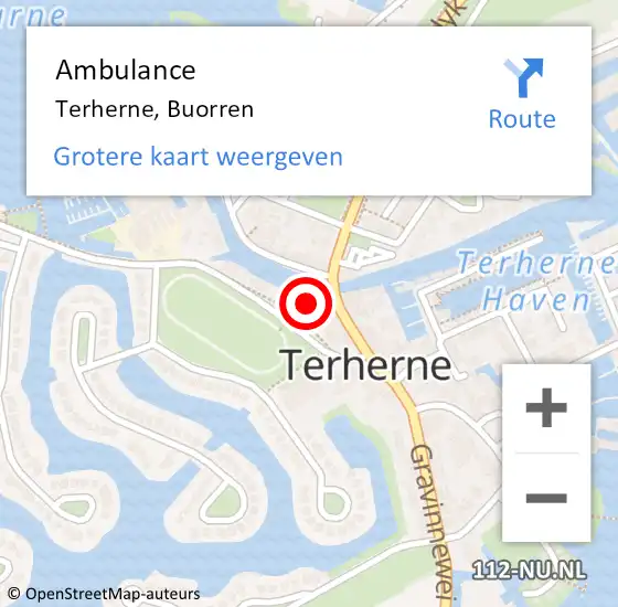 Locatie op kaart van de 112 melding: Ambulance Terherne, Buorren op 12 juni 2015 00:08