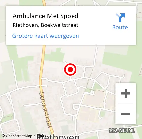 Locatie op kaart van de 112 melding: Ambulance Met Spoed Naar Riethoven, Boekweitstraat op 12 juni 2015 00:56