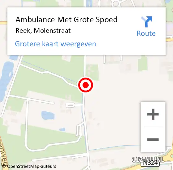 Locatie op kaart van de 112 melding: Ambulance Met Grote Spoed Naar Reek, Molenstraat op 12 juni 2015 02:19