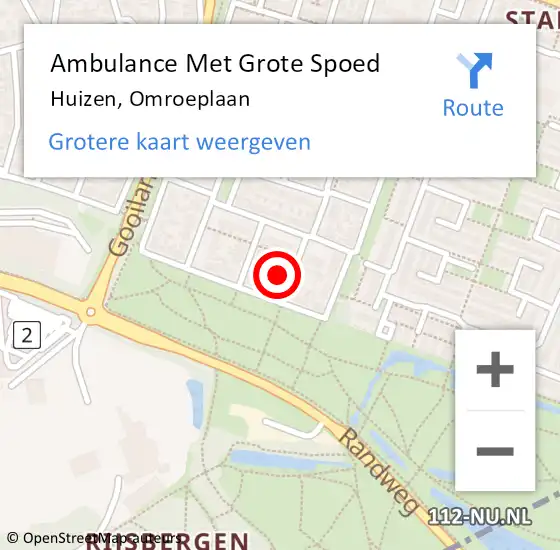 Locatie op kaart van de 112 melding: Ambulance Met Grote Spoed Naar Huizen, Omroeplaan op 12 juni 2015 02:19