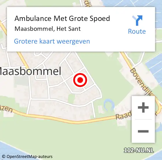 Locatie op kaart van de 112 melding: Ambulance Met Grote Spoed Naar Maasbommel, Het Sant op 12 juni 2015 03:09