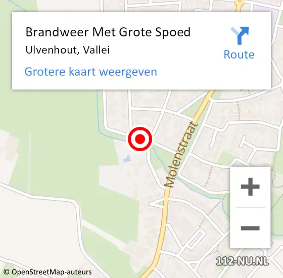 Locatie op kaart van de 112 melding: Brandweer Met Grote Spoed Naar Ulvenhout, Vallei op 12 juni 2015 05:26