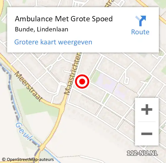 Locatie op kaart van de 112 melding: Ambulance Met Grote Spoed Naar Bunde, Lindenlaan op 10 november 2013 18:16