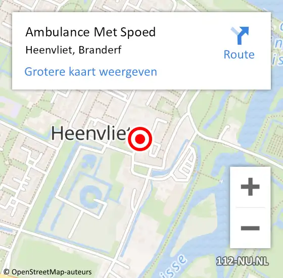 Locatie op kaart van de 112 melding: Ambulance Met Spoed Naar Heenvliet, Branderf op 12 juni 2015 09:37