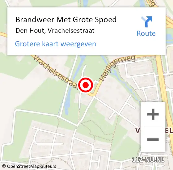 Locatie op kaart van de 112 melding: Brandweer Met Grote Spoed Naar Den Hout, Vrachelsestraat op 12 juni 2015 09:44