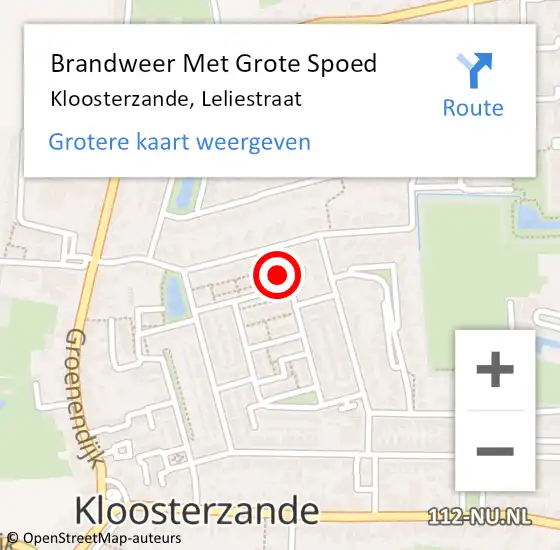 Locatie op kaart van de 112 melding: Brandweer Met Grote Spoed Naar Kloosterzande, Leliestraat op 12 juni 2015 11:25