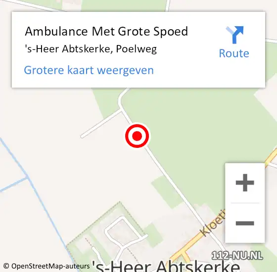 Locatie op kaart van de 112 melding: Ambulance Met Grote Spoed Naar 's-Heer Abtskerke, Poelweg op 12 juni 2015 11:53