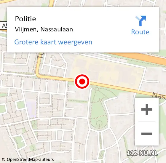 Locatie op kaart van de 112 melding: Politie Vlijmen, Nassaulaan op 12 juni 2015 12:06