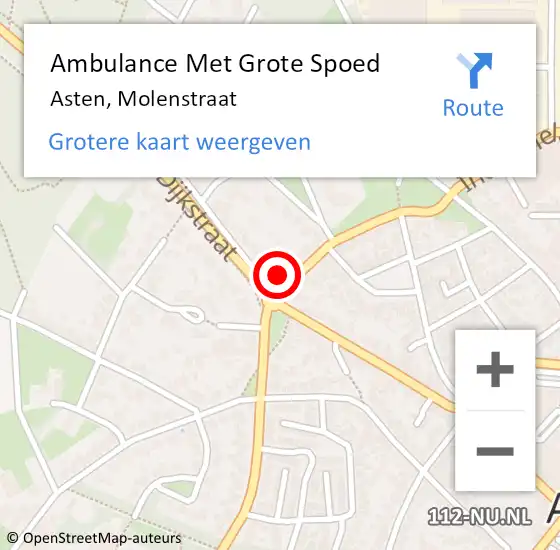 Locatie op kaart van de 112 melding: Ambulance Met Grote Spoed Naar Asten, Molenstraat op 12 juni 2015 12:34